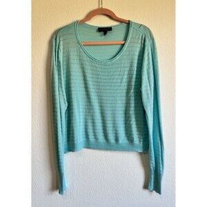 Lane Bryant Women's Blue Shimmer Striped Pullover Knit Cropped Sweater 22/24